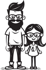 Loving Laughter Cartoon Vector Graphic Daddys Delight Father Daughter Iconic Symbol