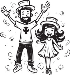 Playful Partners Father Daughter Iconic Graphic Daddys Little Angel Cartoon Emblem Icon