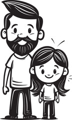 Heartfelt Happiness Happy Father and Daughter Emblem Loving Laughter Cartoon Vector Graphic