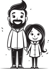 Heartfelt Moments Cartoon Logo Icon Family Fun Father and Daughter Vector Graphic