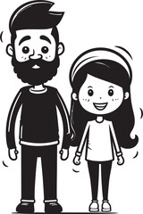 Happy Hearts Happy Father and Daughter Vector Daddys Joyful Adventures Cartoon Emblematic Icon