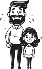 Heartfelt Happiness Cartoon Emblem Icon Loving Laughter Happy Father and Daughter Vector