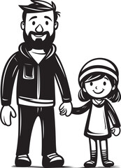 Family Fun Cartoon Symbolic Design Cheerful Moments Father Daughter Iconic Graphic