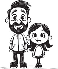 Daddys Girl Happy Family Logo Joyful Together Cartoon Emblematic Icon