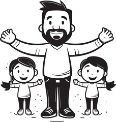 Joyous Bonding Cartoon Vector Emblem Daddys Girl Happy Family Logo