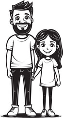 Blissful Bond Father Daughter Vector Emblem Daddys Love Cartoon Symbolic Design