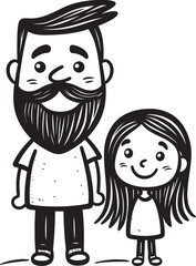 Happy Hearts Father Daughter Vector Symbol Daddys Joyful Adventures Cartoon Symbolic Design