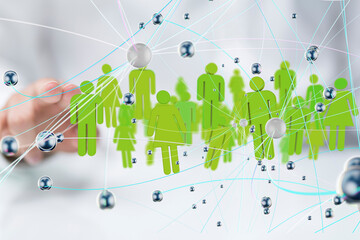 Global network. Blockchain. 3D illustration. Neural networks and artificial intelligence. Abstract
