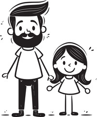 Cherished Moments Happy Family Vector Daddys Sunshine Cartoon Iconic Symbol