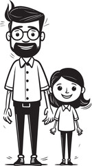 Obraz na płótnie Canvas Heartfelt Happiness Cartoon Iconic Symbol Loving Laughter Father Daughter Vector Emblem