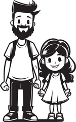 Obraz na płótnie Canvas Loving Laughter Father Daughter Vector Emblem Family Fun Cartoon Symbolic Emblem