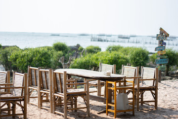 outdoor cafe on the beach