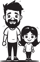Fototapeta premium Daddys Little Princess Father Daughter Icon Laughing Together Cartoon Logo Vector