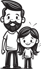 Laughing Together Cartoon Logo Vector Loving Moments Father and Daughter Emblem