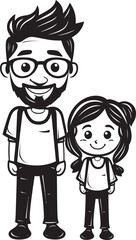 Obraz na płótnie Canvas Daddys Little Helper Father Daughter Emblem Family Fun Cartoon Logo Design
