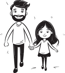 Daddys Girl Father Daughter Vector Design Smiling Together Cartoon Logo Iconography