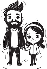 Cherished Connection Cartoon Logo Emblem Heartwarming Moments Father Daughter Vector Design