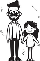 Daddys Girl Cartoon Logo Icon Loving Duo Father and Daughter Emblem