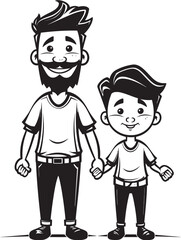 Loving Laughter Cartoon Iconic Emblem Family Fun Father Son Vector Symbol