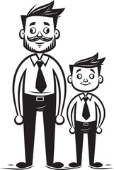 Sweet Smiles Cartoon Iconic Graphic Playful Partners Father Son Vector Emblem
