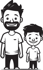 Cherished Memories Cartoon Symbolic Emblem Daddys Boy Happy Family Design