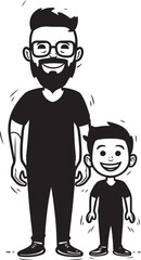 Daddys Little Buddy Cartoon Symbolic Design Heartfelt Happiness Happy Family Vector