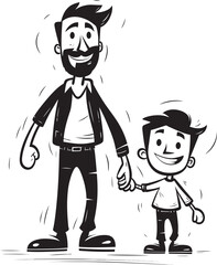 Family Fun Father Son Emblem Design Cheerful Moments Cartoon Vector Emblem