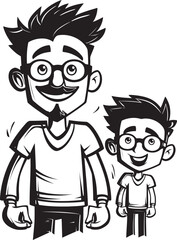 Fun filled Memories Father Son Iconic Design Joyful Journeys Cartoon Emblem Design