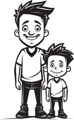 Smiles Together Father Son Graphic Playful Parenthood Cartoon Emblematic Icon