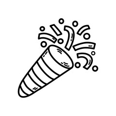 Set of popper confetti. Doodle style. Firecracker vector illustration.