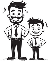 Joyous Bonding Happy Dad and Son Vector Loving Laughter Cartoon Logo Symbol