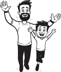 Fun filled Adventures Cartoon Emblematic Emblem Daddys Love Happy Family Logo