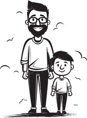 Dads Little Hero Happy Family Symbol Heartfelt Happiness Cartoon Emblematic Icon