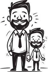 Daddys Boy Cartoon Vector Emblem Cheerful Moments Father Son Emblematic Emblem