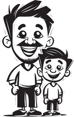 Fun filled Adventures Happy Dad and Son Icon Cherished Memories Cartoon Vector Emblem