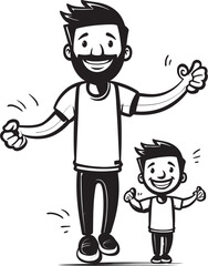 Cherished Memories Cartoon Vector Emblem Joyful Journeys Father Son Iconic Symbol