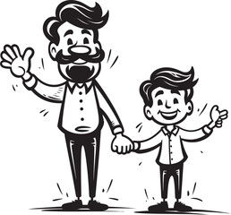 Cheerful Connection Father Son Graphic Dads Delight Cartoon Emblematic Design