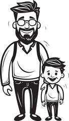 Family Harmony Happy Family Emblem Dads Little Hero Cartoon Vector Icon