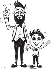 Fun filled Memories Cartoon Logo Icon Daddys Boy Happy Dad and Son Symbol