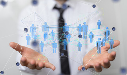 Business people silhouettes network team