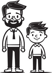 Joyful Moments Father Son Iconic Design Family Fun Cartoon Vector Graphic