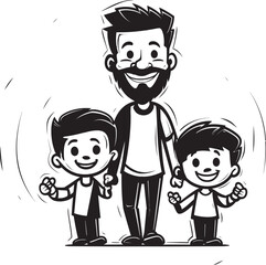 Joyous Connection Cartoon Emblem Icon Family Harmony Happy Father and Son Vector