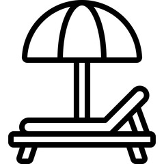 Sun Lounger With Umbrella Icon