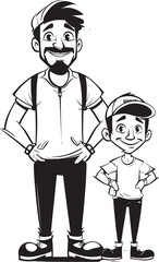 Sweet Smiles Happy Father and Son Icon Playful Partners Cartoon Graphic Icon