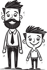 Joyous Bonding Happy Father and Son Symbol Daddys Delight Cartoon Emblematic Graphic