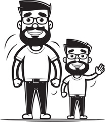 Fun filled Adventures Father Son Vector Emblem Blissful Bond Cartoon Symbolic Emblem