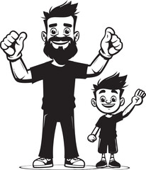 Family Fun Father Son Emblem Design Cheerful Moments Cartoon Vector Emblem