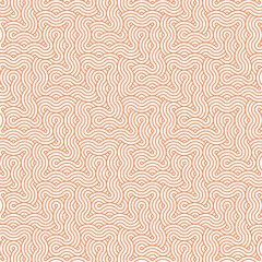 Orange abstract geometric japanese overlapping circles lines and waves pattern