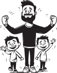 Sweet Smiles Father Son Emblematic Design Playful Partners Cartoon Iconic Design