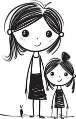 Moms Joy Cartoon Mother Daughter Emblem Loving Moments Happy Mom and Daughter Icon